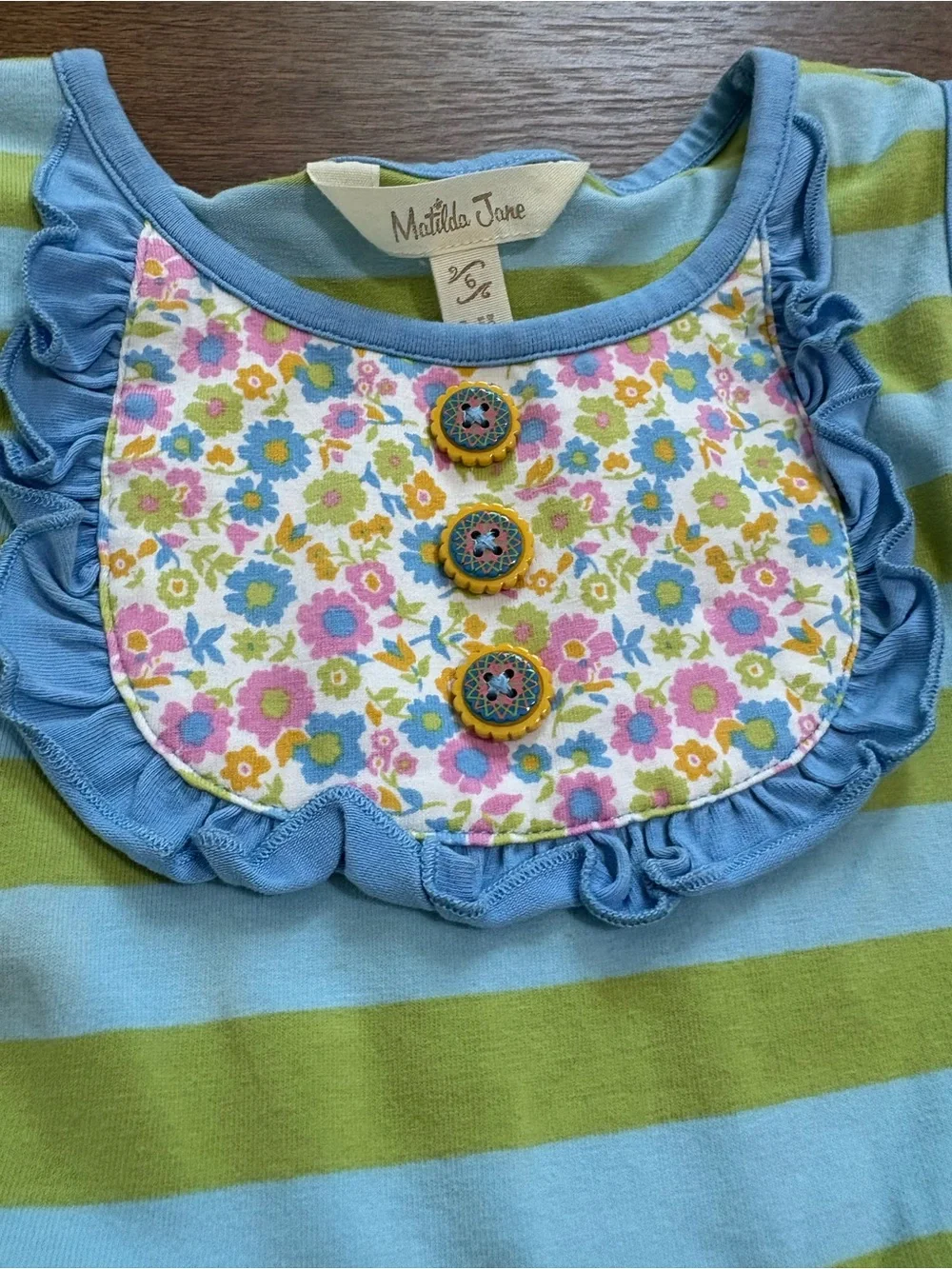 Matilda Jane Blue, Yellow & Green Patchwork Village Dress size 6